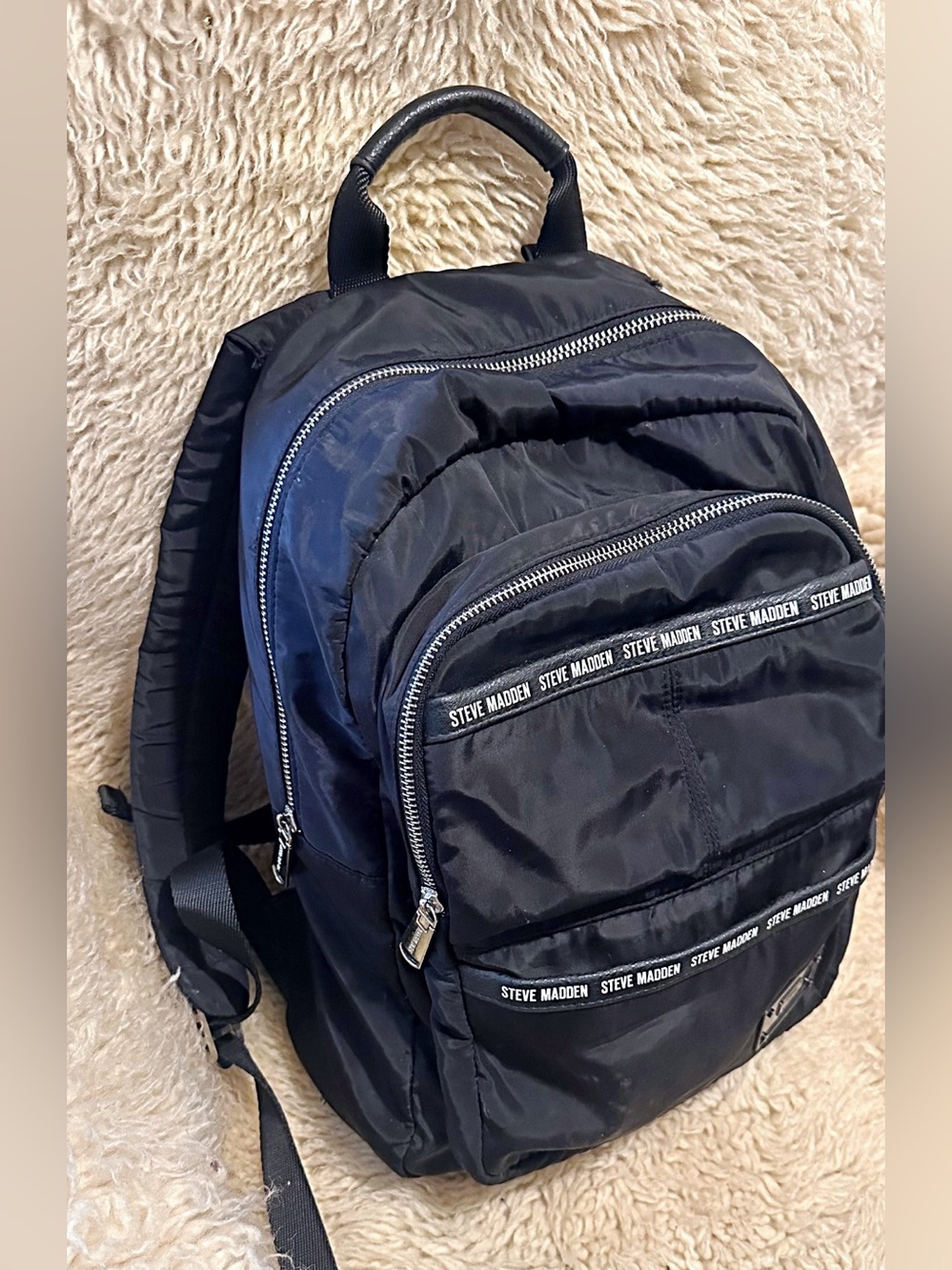 Steve Madden Black Nylon Backpack with Branded Trim - Picture 3 of 5